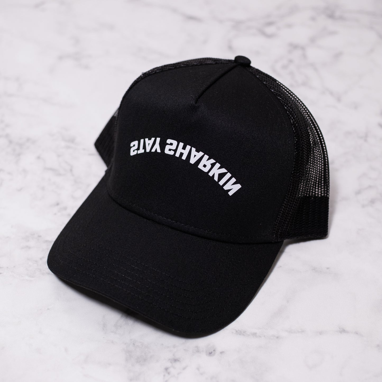 Upside-down Stay Sharkin Trucker (Black)