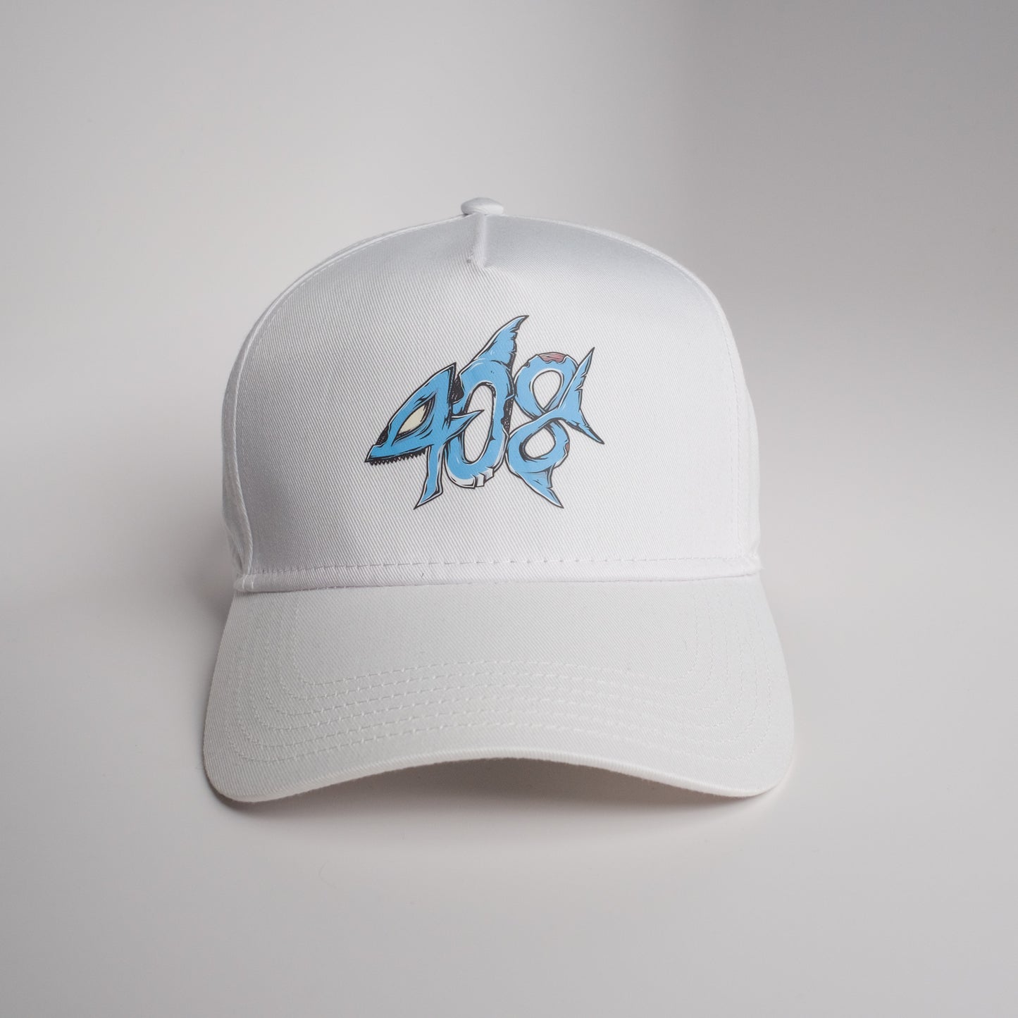 1 of 1 408 Zombie Shark on a White Baseball Snapback