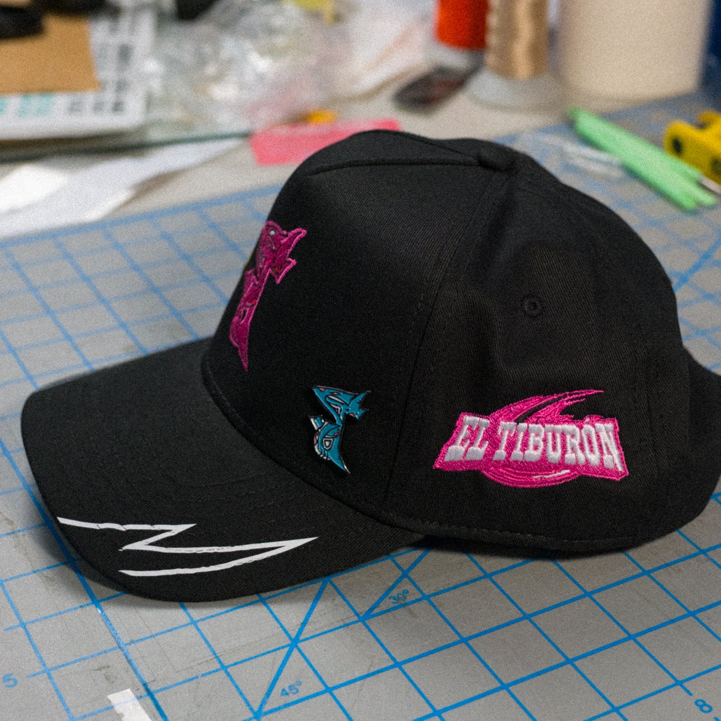 1 of 1 Zombie Shark in Black with Pink