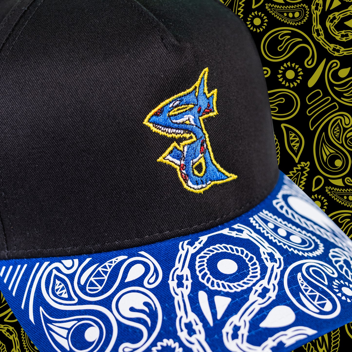 1 of 1 Paisley Zombie Shark Snapback