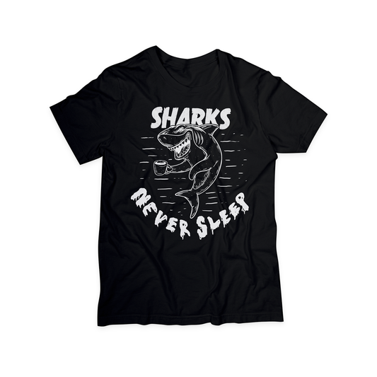 Sharks Never Sleep Tee in Black