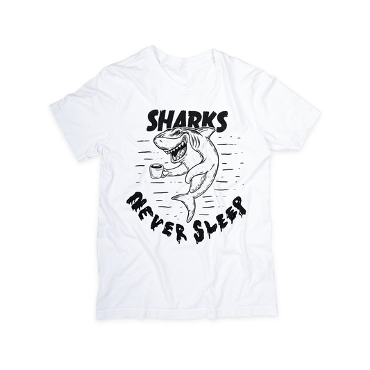 Sharks Never Sleep Tee in White